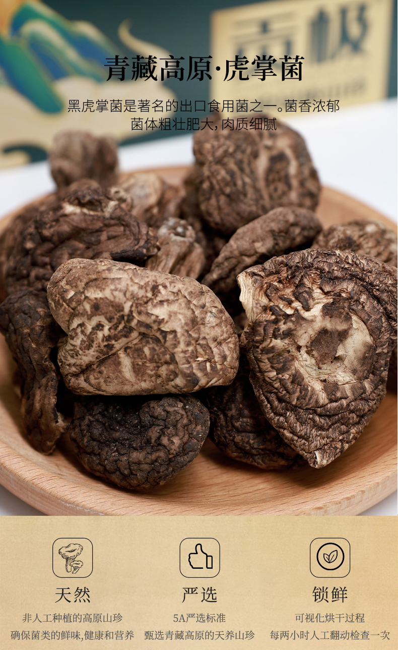 贡极黑虎掌菌干货四川甘孜特产獐子菌山珍送礼佳品礼盒 虎掌菌120g