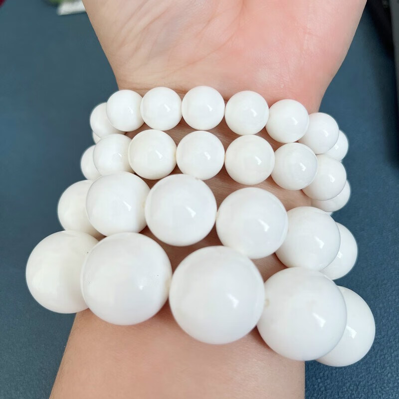 石车石渠手串天然白贝壳手串男项链手持佛珠单圈情侣手链女吊坠七夕