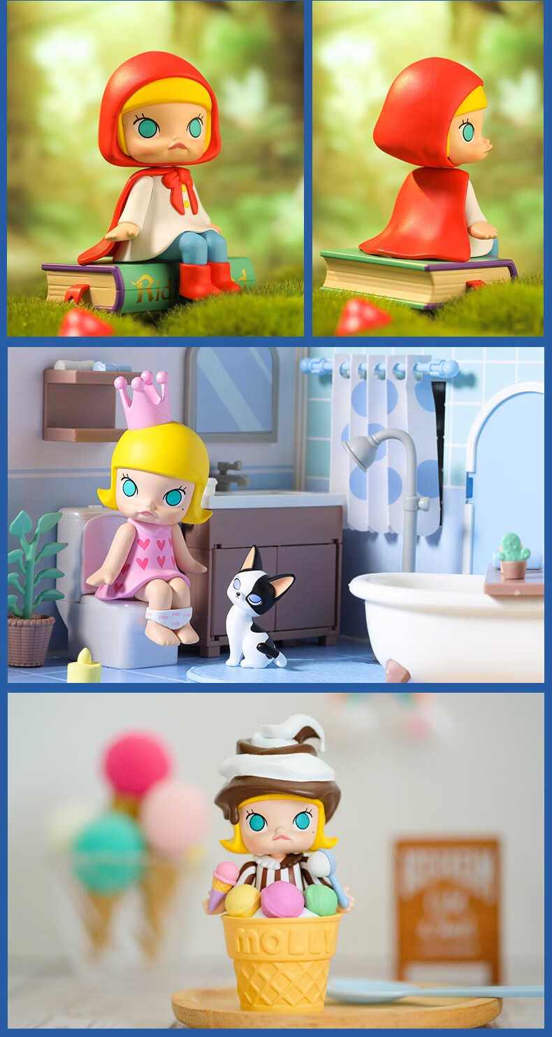 泡泡玛特(pop mart)molly茉莉的一天盲盒 popmart手办一套潮流摆件