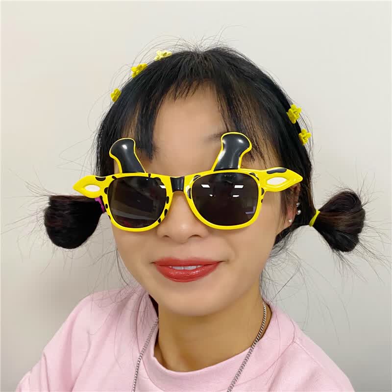 于抖音太阳花眼镜ins搞怪墨镜女搞笑个性情侣款凹造型生日眼镜汉堡包