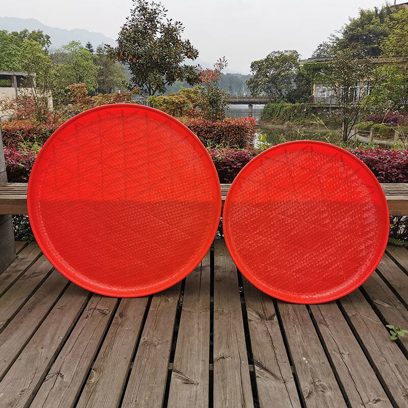 麦桑荷塑料簸箕加大簸箕收纳簸箕单个簸箕簸箕宴全新料红色圆形邮政一