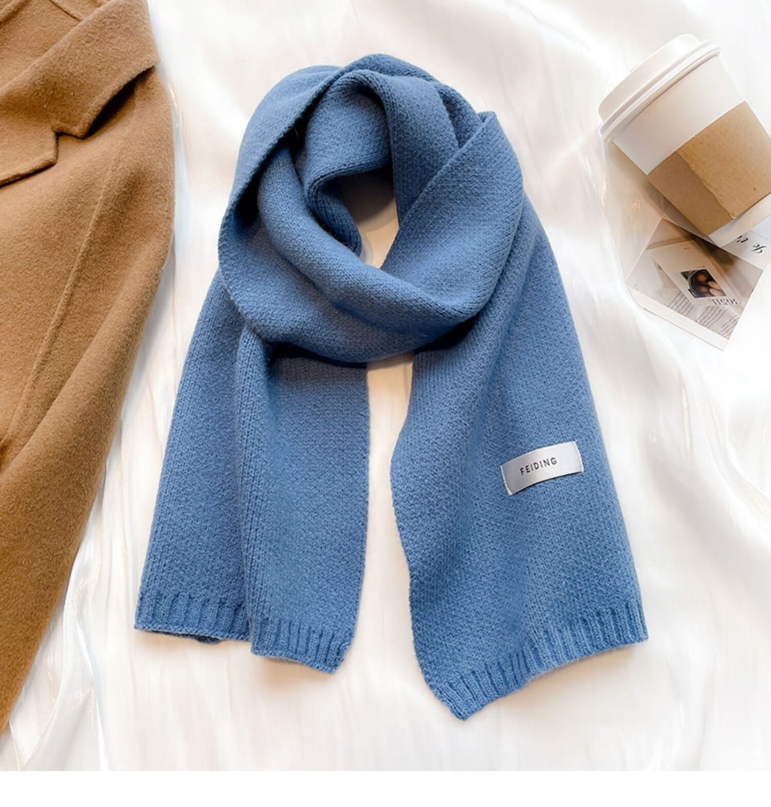 短款情侣韩版百搭针织毛线小围脖 feiding-克莱因蓝_(巨显白)【图片