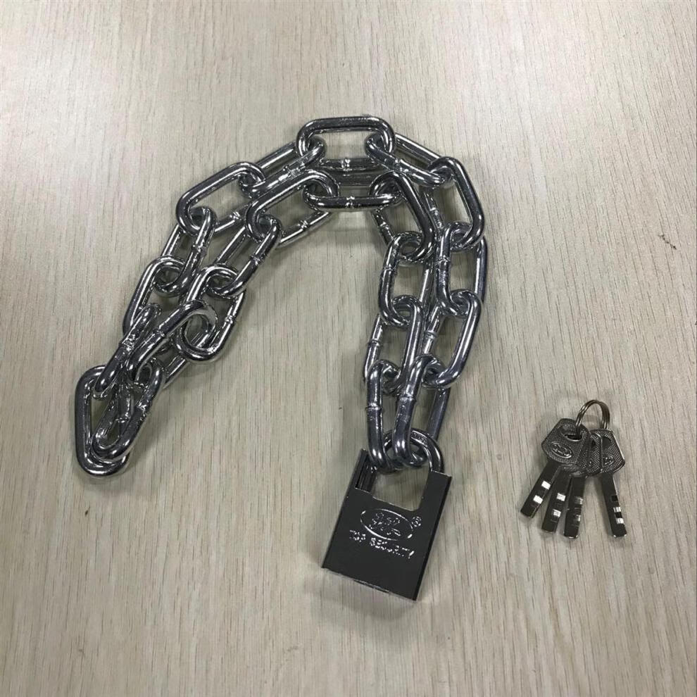 摩托车抗液压链条锁防盗链子电瓶锁山地车门链条锁1米长6mm链条防剪锁