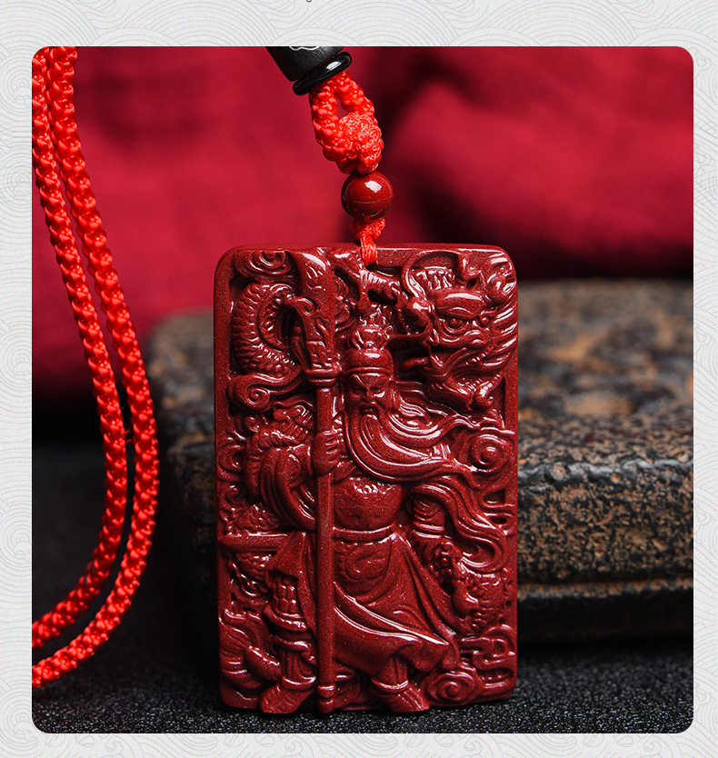 言和诺原矿紫金砂朱砂武财神关公吊坠项坠本命年男女饰品挂件 c款红