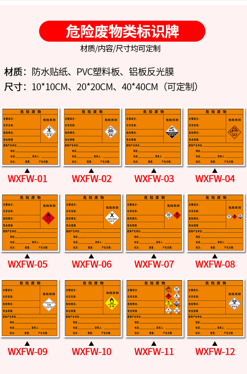 黎明之夜危险废物标识牌危废易燃危险品标签环境铝板反光膜保护易燃