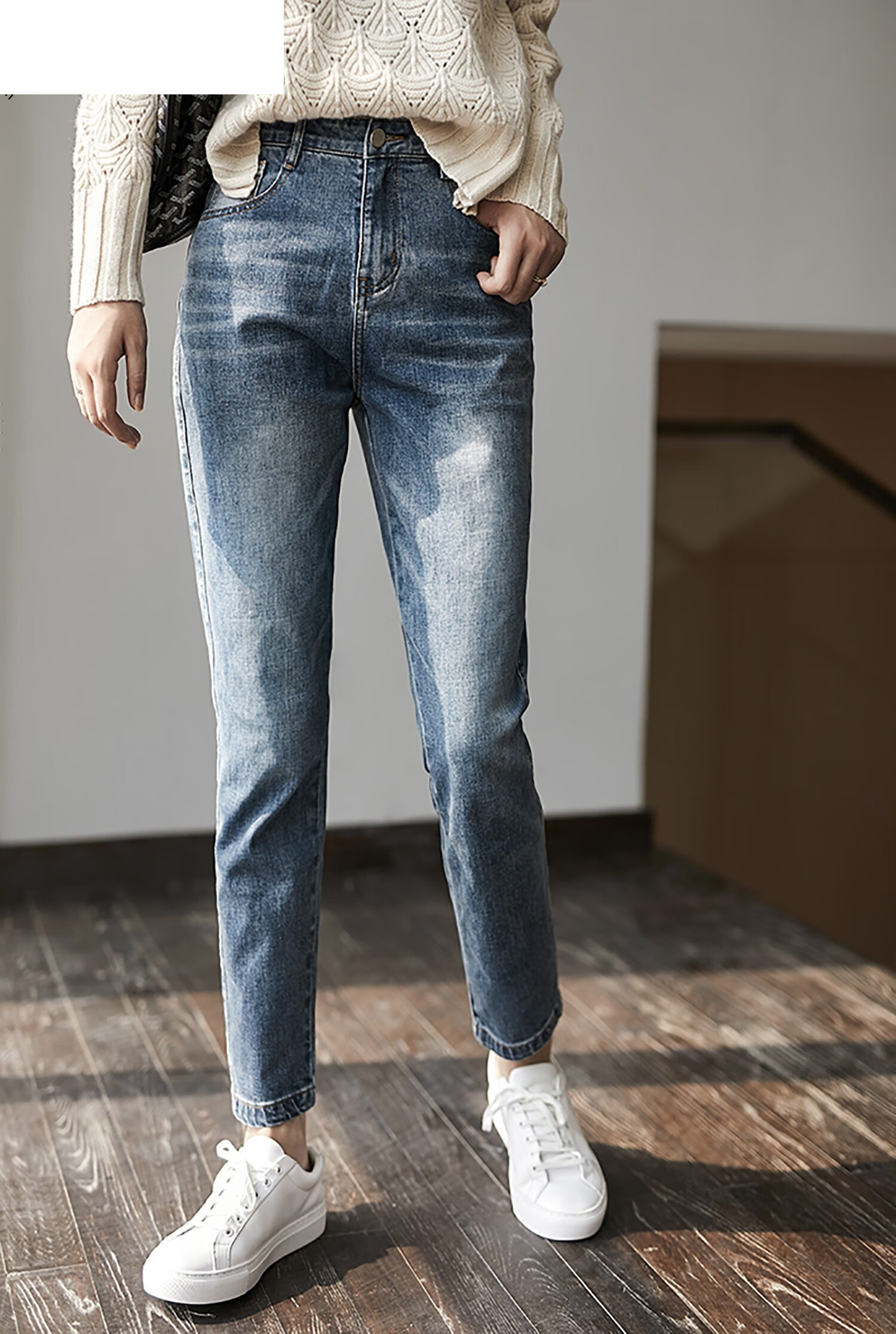 罗蒙romon复古牛仔蓝休闲裤牛仔蓝xxl