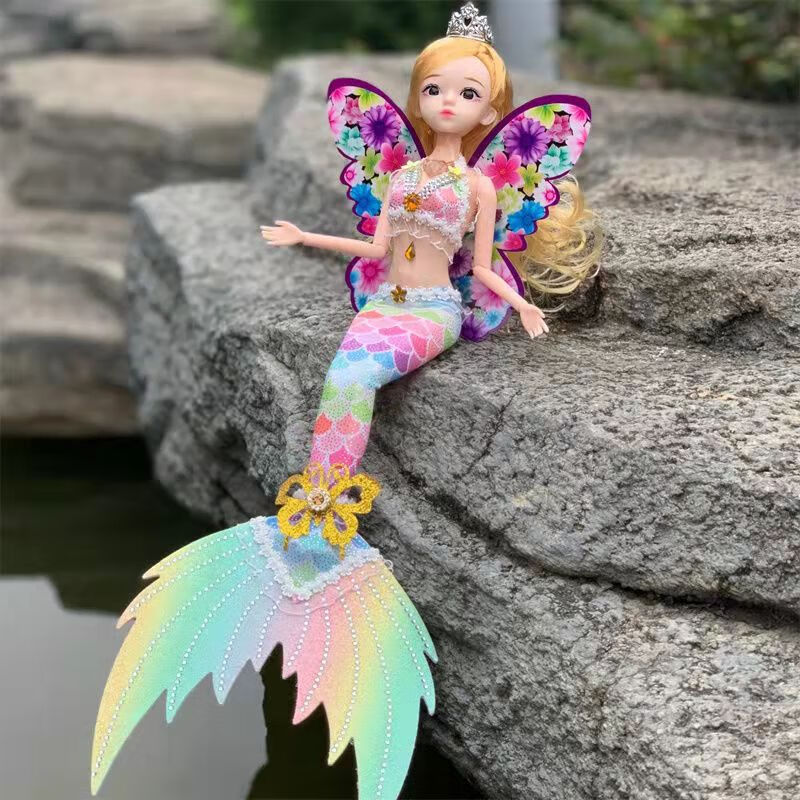 会唱歌的芭比美人鱼会唱歌带翅膀的芭比娃娃玩具芭比泡水美人鱼芭比