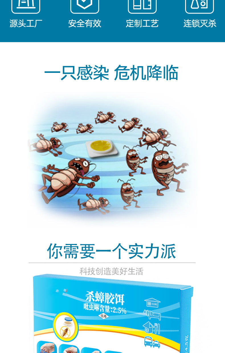 蟑螂药全窝端家用杀蟑螂胶饵方便贴吡虫啉一窝端蟑螂贴屋杀虫剂2盒16