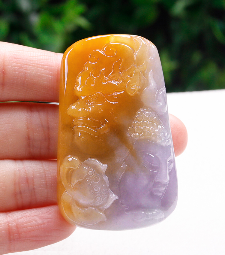 王翠玉器一念之间翡翠吊坠男冰糯紫罗兰黄翡如来佛祖玉石魔陀女挂件玉