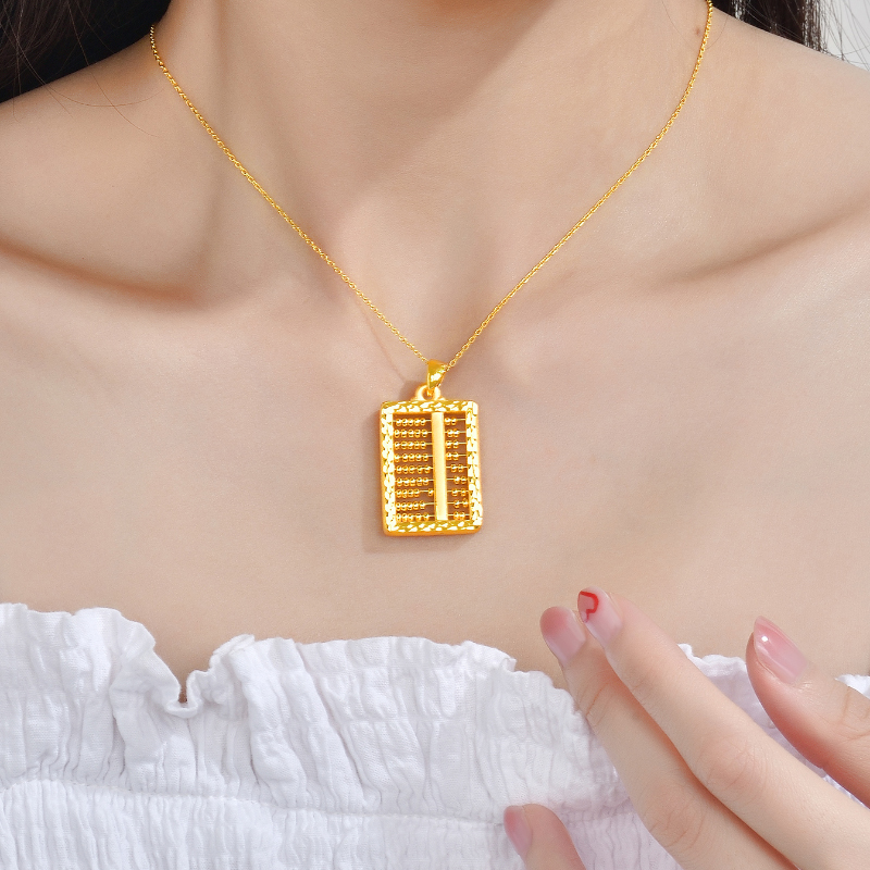 黄金吊坠999足金如意金算盘项链算珠可转动男女坠子生日礼物 足金肖邦