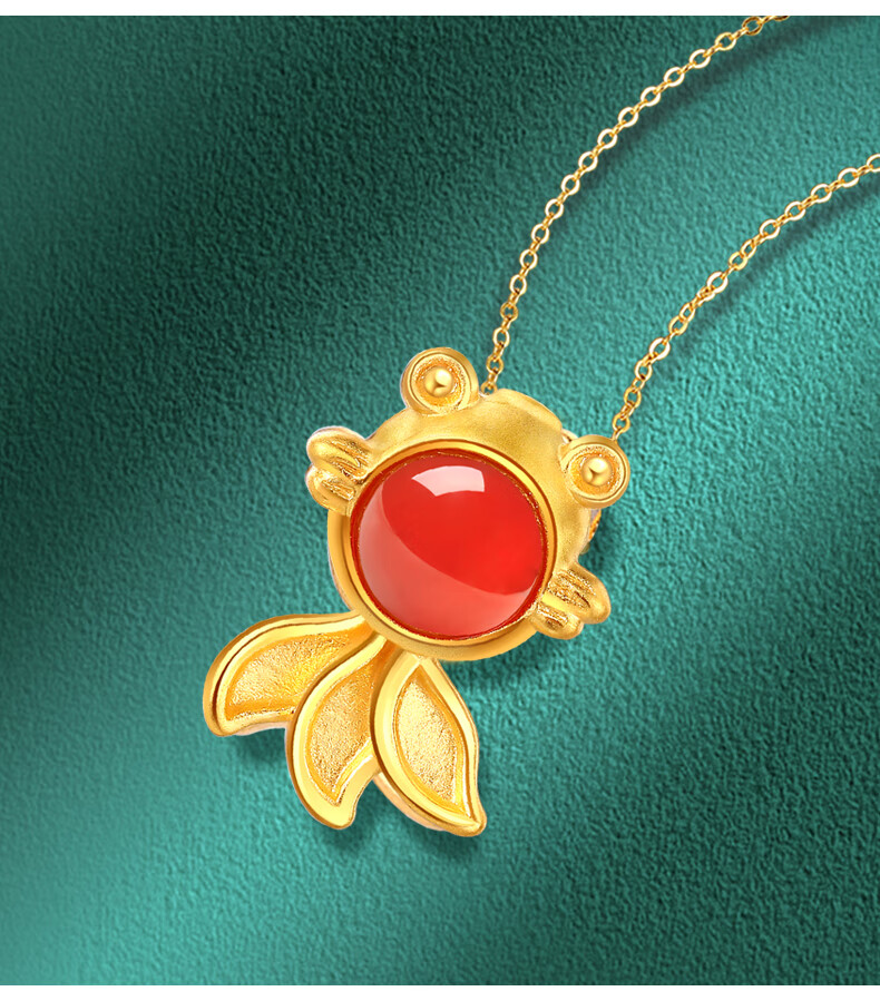 老凤凰款999黄金吊坠女年年有余3d硬足金锦鲤小金鱼挂坠项坠年年有鱼