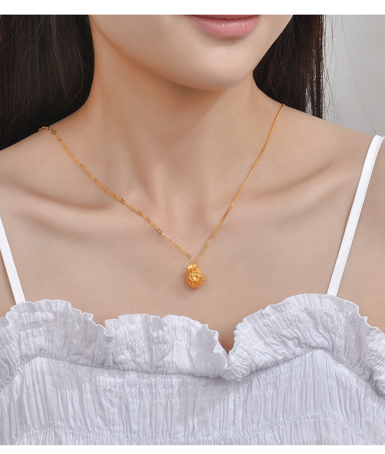 萃华金店福禄黄金项链女足金吊坠锁骨链约764克含工费260