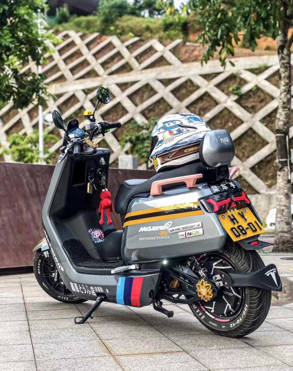 小牛电动车n1/n1s nqi全套纯色水泥灰拉花车壳改装烤漆定制外壳 天蓝