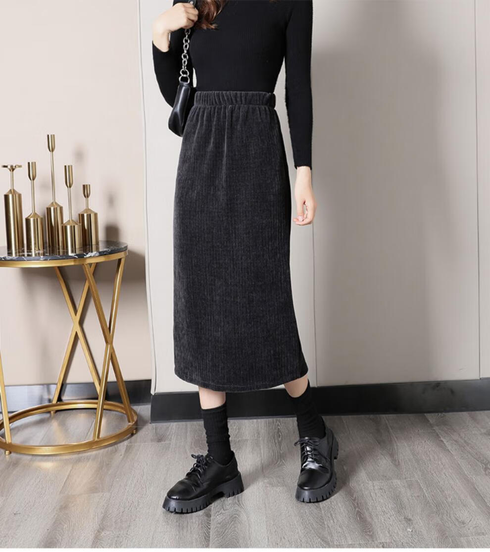 弹力:高弹力图案:纯色上市时间:2021年冬季风格:通勤流行元素:纽扣裙