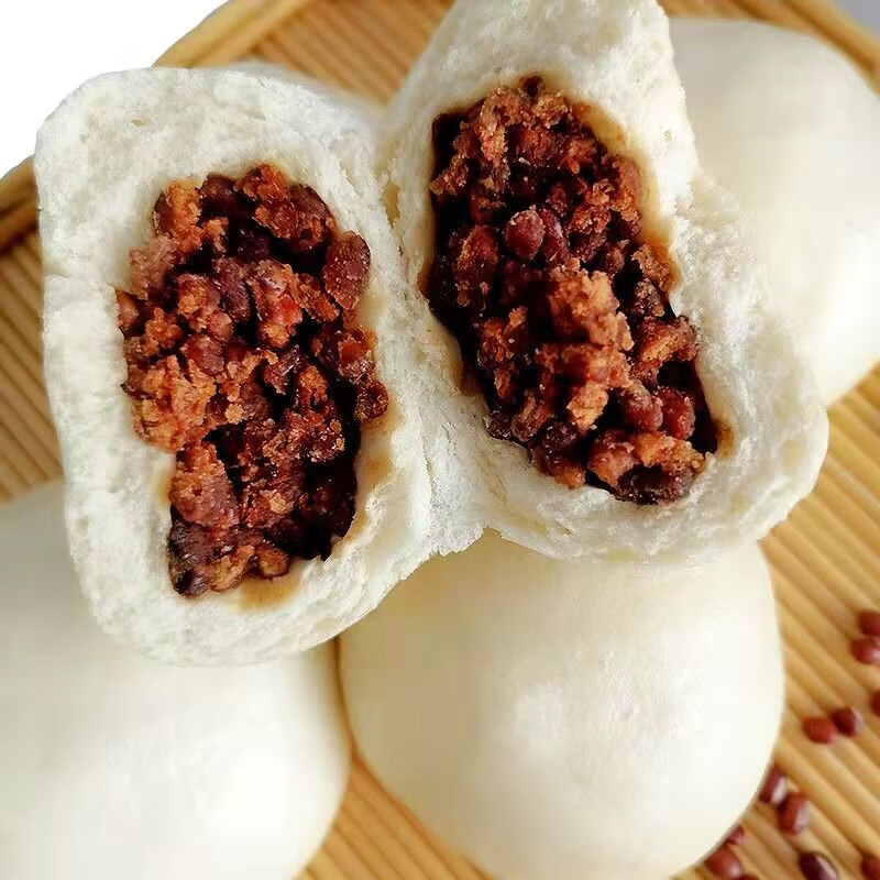 山东手工老面红豆包特产豆沙包营养早餐速食甜面点红豆发面蒸包 手工