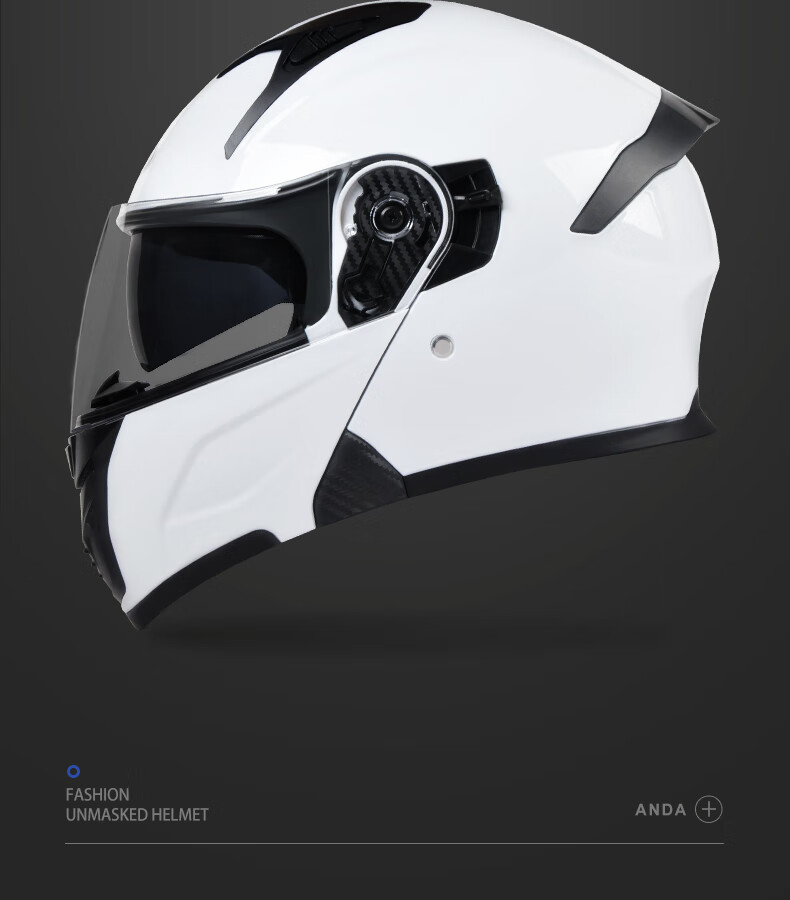AD Motorcycle Flip-Up Helmet, 3C Certified, Unisex All-Season Flip-Up Helmet, Class A Winter Anti-Fog Motorcycle Full Helmet, Summer Electric Scooter Safety Helmet, K9 White 2