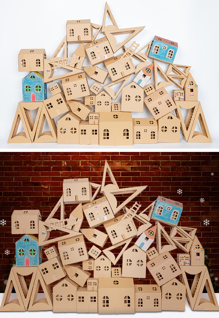 【京选品质】六一礼物diy手工纸板小房子 儿童diy涂鸦手工纸板纸盒