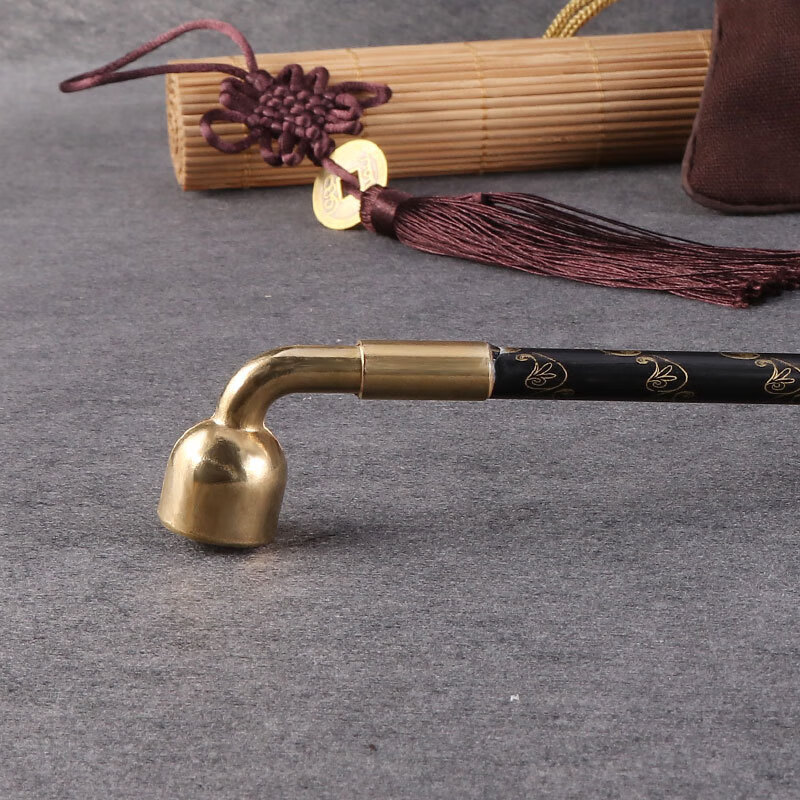 rvje 黄铜烟斗烟长杆复古直式长辈和田红玉烟嘴礼品老式纪晓岚黑杆