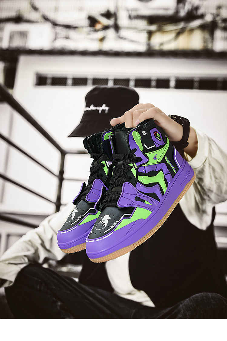 eva初号机联名男鞋板鞋福音战士动漫鞋子高帮鞋男士限量款鸳鸯情侣鞋