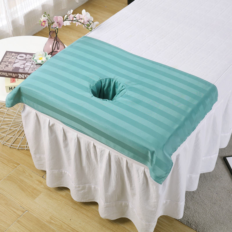 美容床洞巾推拿布按摩布推拿按摩巾趴枕巾美容按摩院浅蓝色丝光棉6090