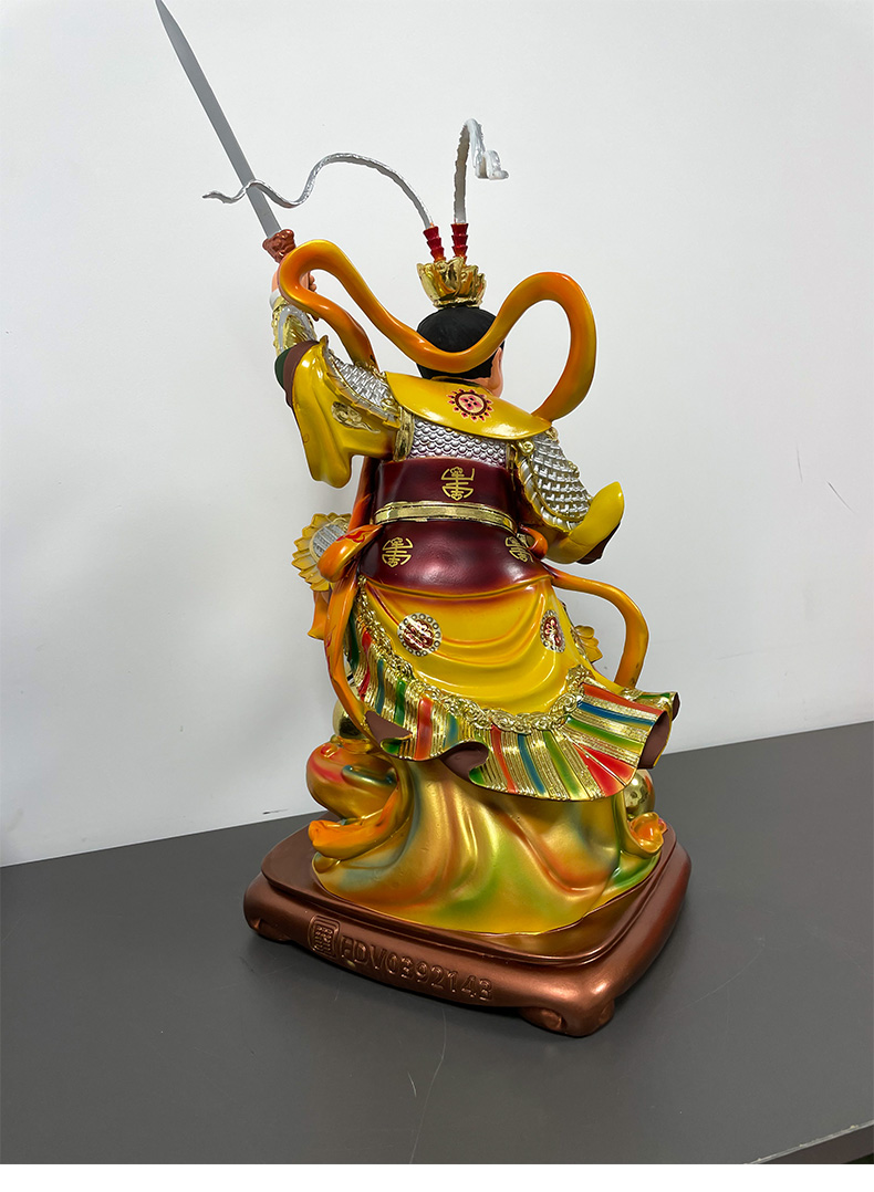 三漫陀树脂彩绘金吒木吒神像摆件哪咤三太子中坛元帅道教供奉佛像
