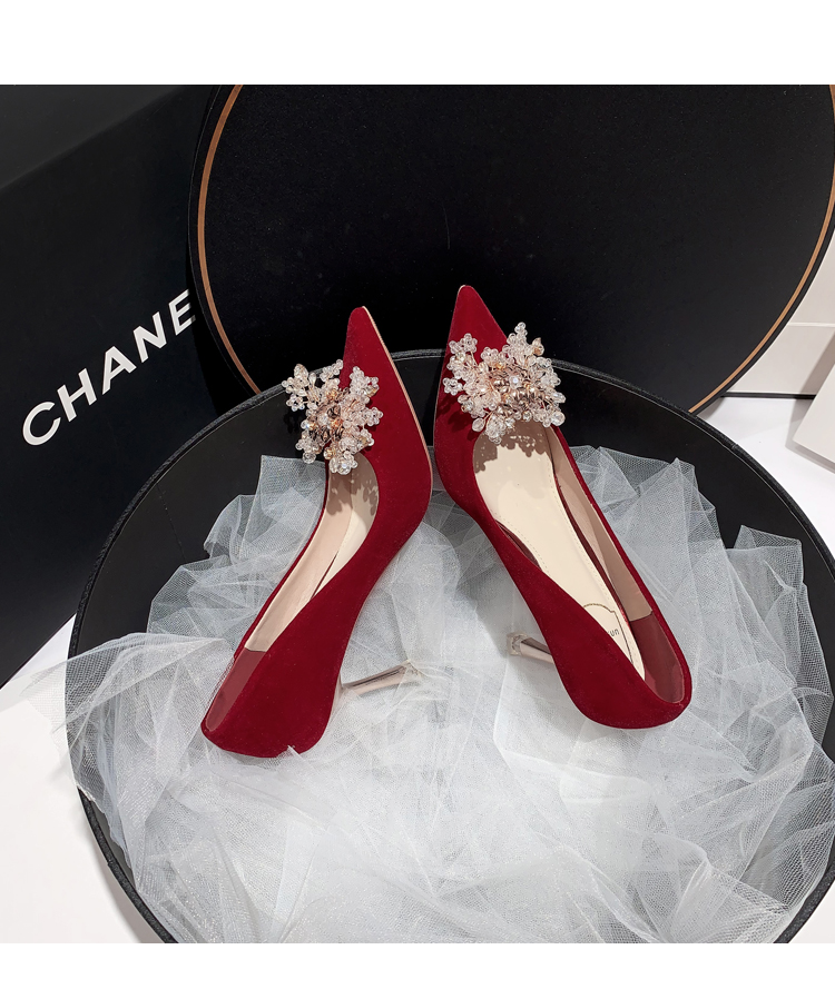 西式婚礼新娘结婚闪闪婚鞋小众婚鞋新娘鞋年红色高跟鞋秀禾鞋婚纱两穿