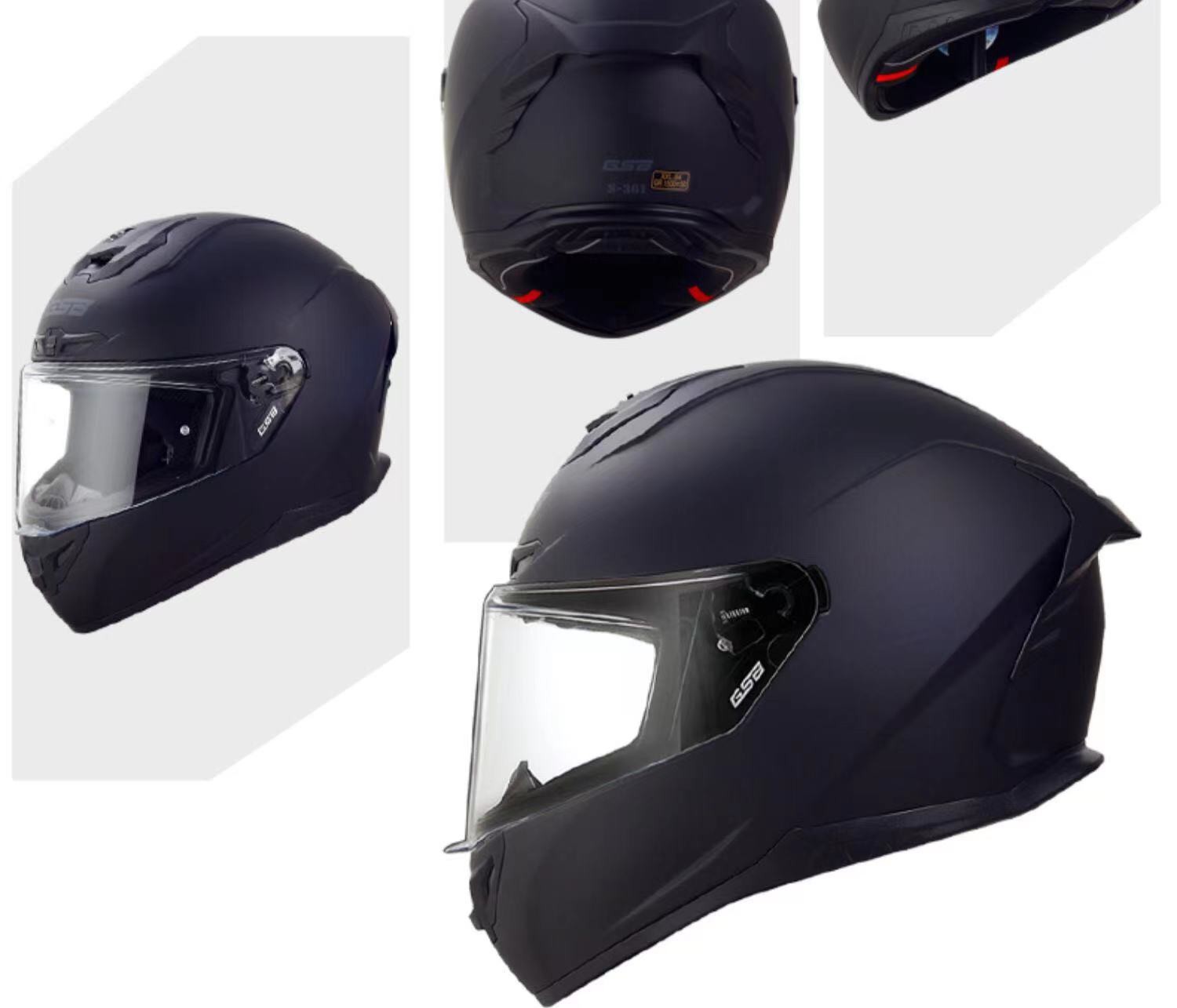 gsb361摩托车头盔男女全覆式机车个性赛车安全头盔四季小尾翼全盔骑行