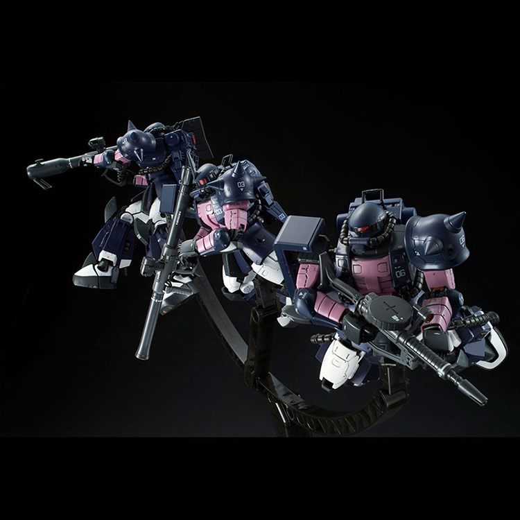 万代bandairg1144黑色三连星高机动扎古2三机套装支架拼装模型带模族