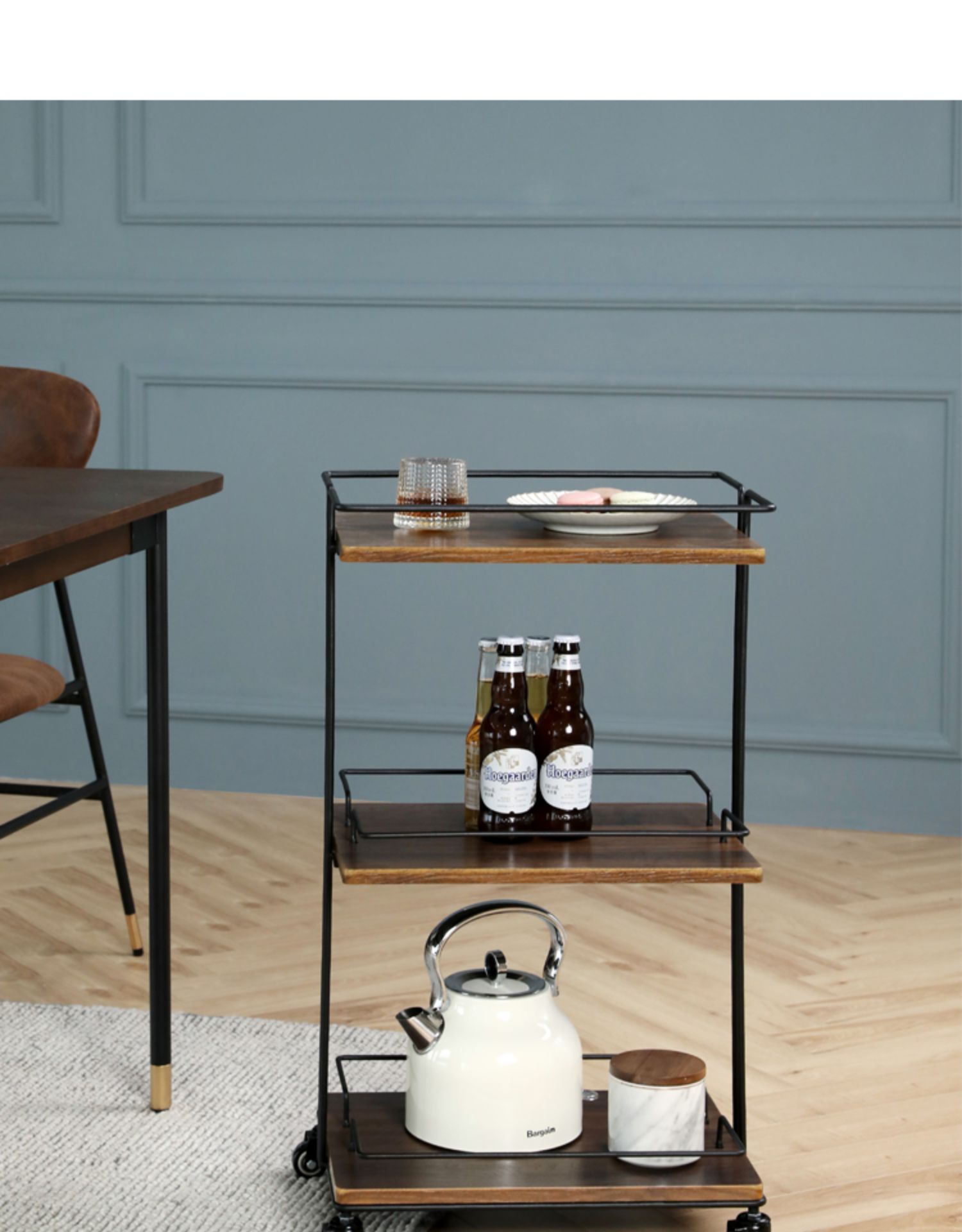 豪优锐现代简约置物架餐桌边收纳多层小推车餐厅餐车新款酒水车餐车