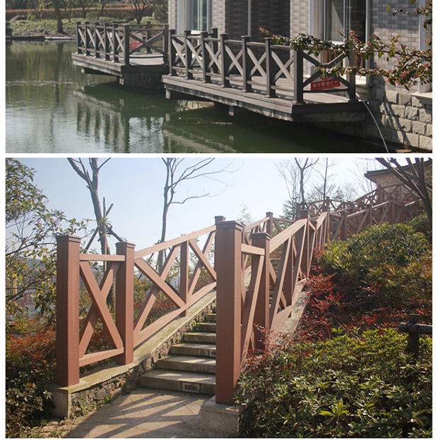 适用塑木围栏护栏扶手户外庭院景区生态木护栏木塑板公园湖边木塑栏杆