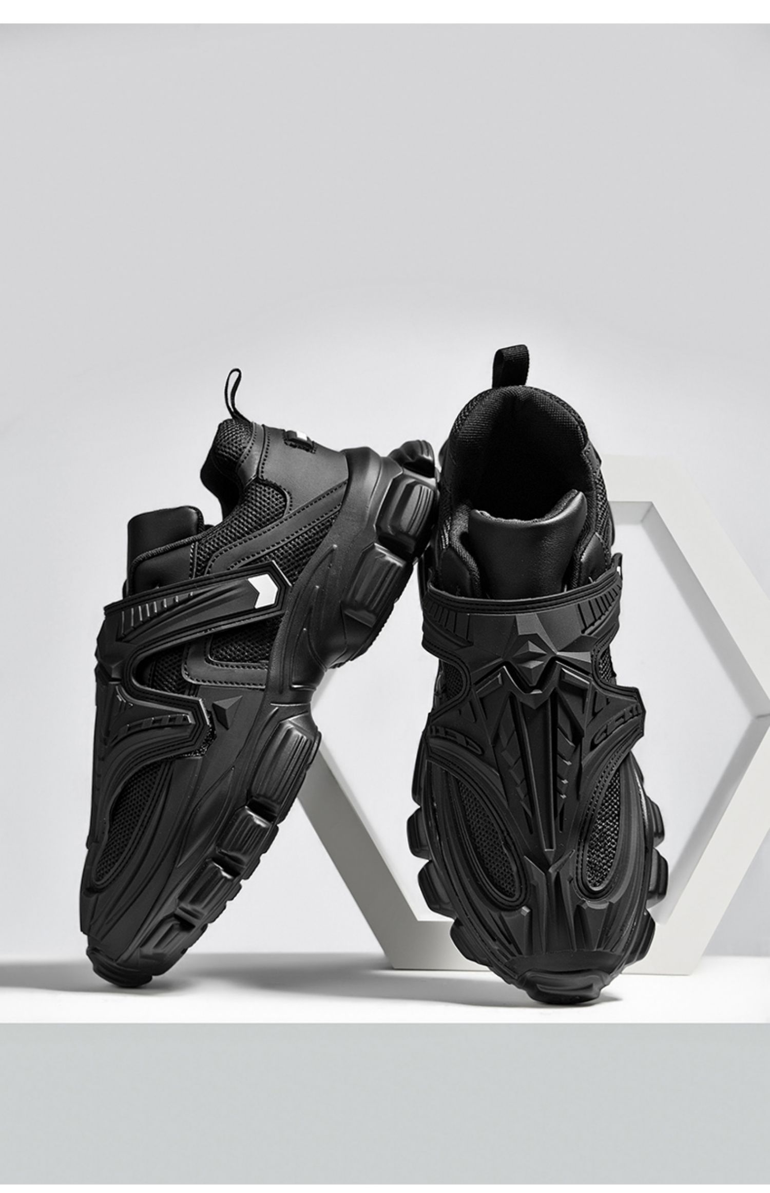 黑武士限定版基地3d机甲鞋网面厚底透气黑色休闲老爹运动鞋情侣款冬季