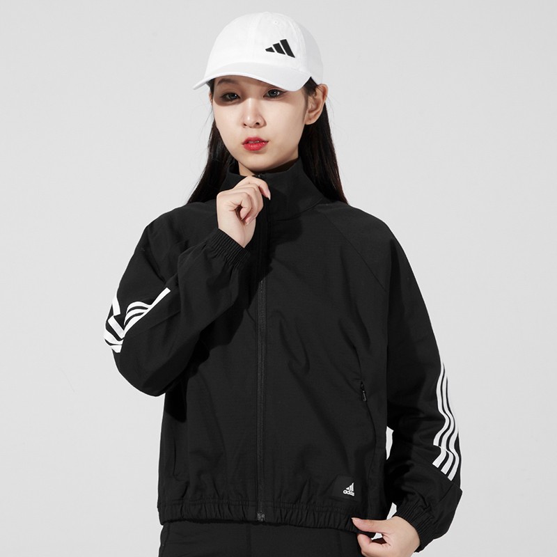 阿迪达斯(adidas) 运动服女装春季新款梭织防风开衫跑步训练休闲立领