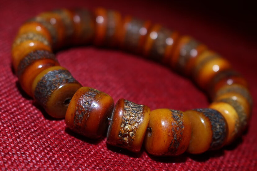 efp牛骨手串保真藏传佛珠西藏牦牛骨16mm头骨嘎巴拉灵骨单圈素珠手串