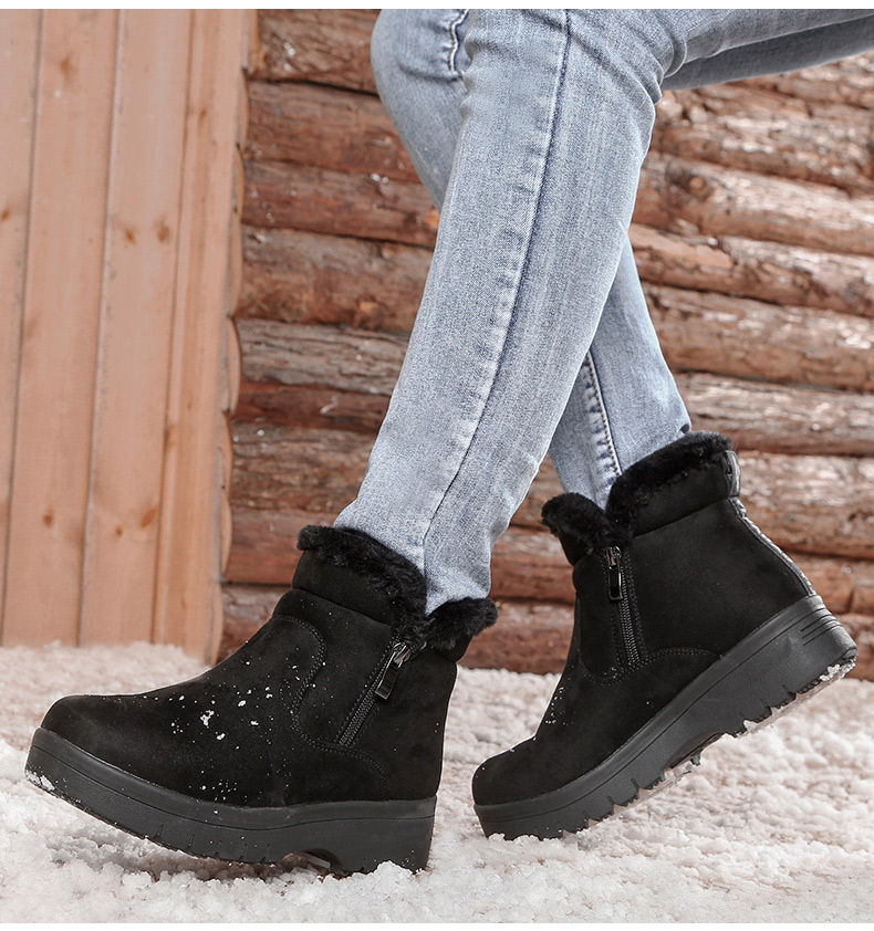 防滑防水东北大棉鞋厚底鞋加绒户外高帮旅游女士休闲中老年老人妈妈鞋