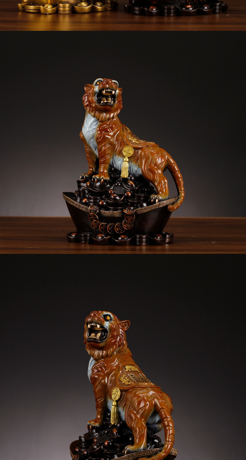 【5折】虎年礼品纯铜老虎摆件元宝虎上山虎虎啸山河金属工艺品 38号