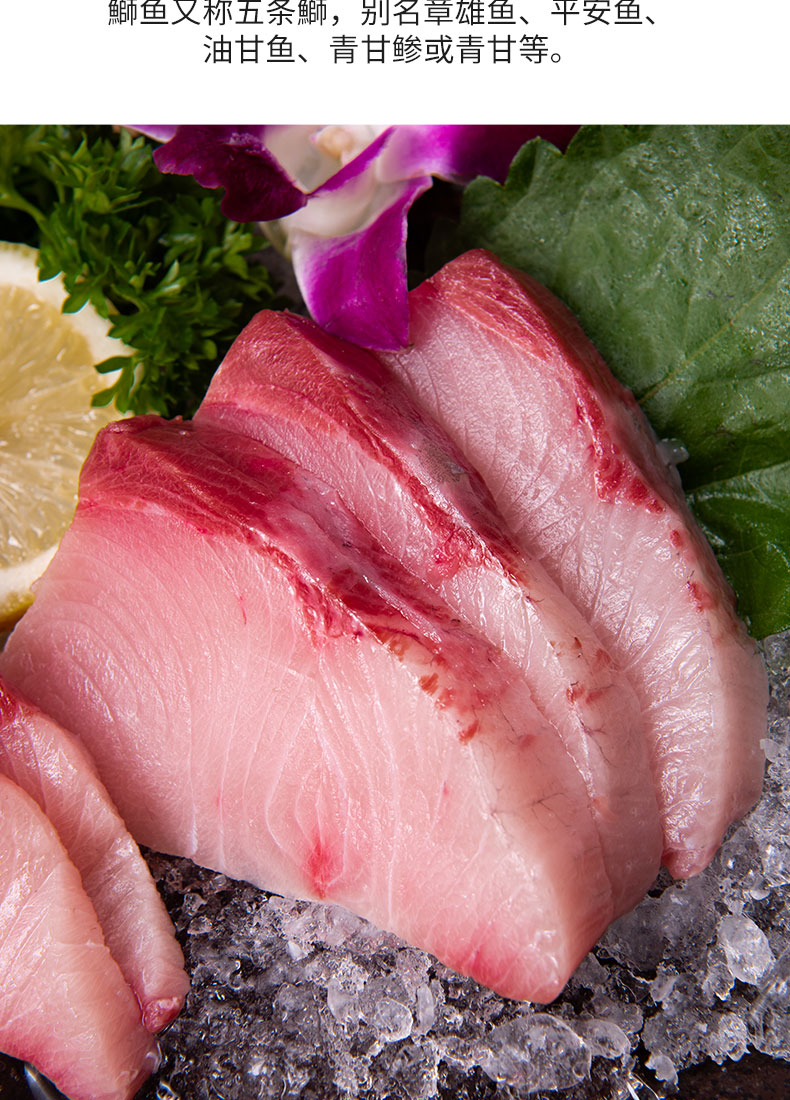聚福鲜新鲜冷冻黄尾鰤鱼黄狮鱼100g盒装五条鰤章雄鱼平安鱼油甘鱼刺身
