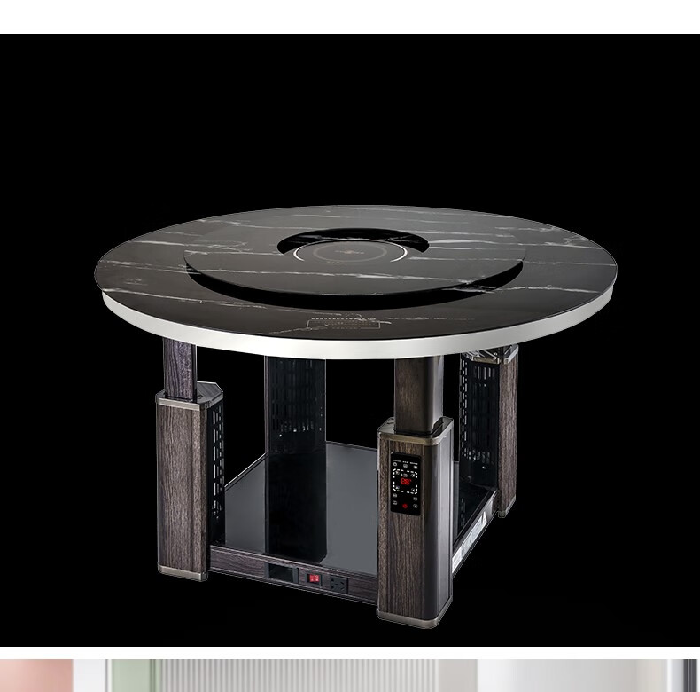 天然气圆桌餐桌 天燃气烤火炉子气电两用采暖器饭桌火锅电暖桌煤气