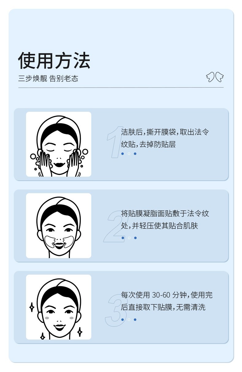 微晶法令纹贴提拉紧致淡化细纹皱纹改善八字纹嘴角纹表情纹补水保湿面膜贴男女通用护肤品 10盒/50对