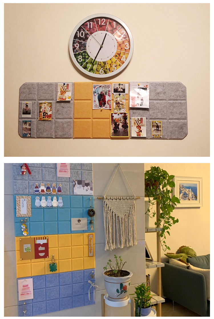 ins北欧简约文艺留言板网格照片墙少女心宿舍装饰相片墙毛毡板浅绿色