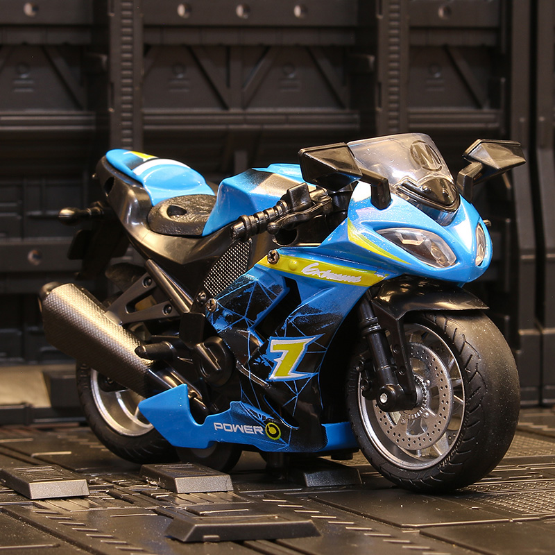 商城摩托车玩具仿真回力合金车逼真模型赛车灯光声效儿童男孩3岁礼物