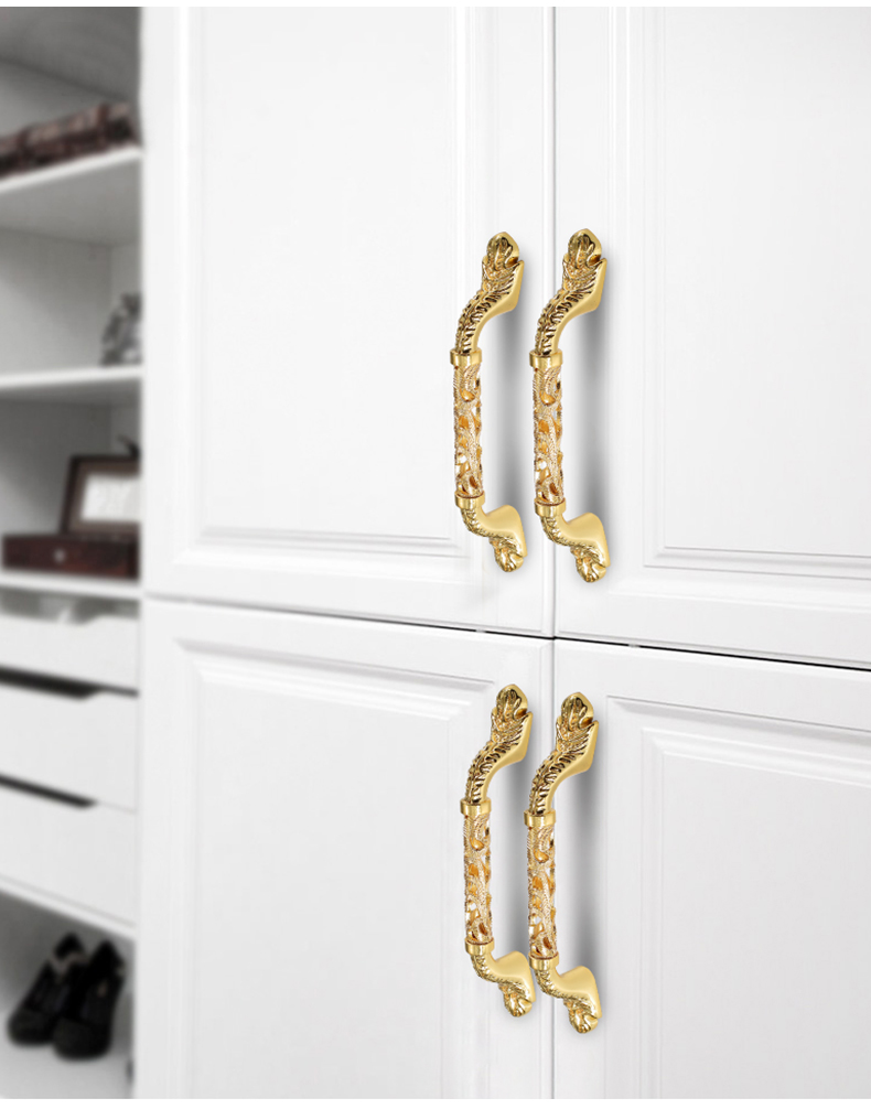 衣柜门把手欧式橱柜门拉手金色轻奢镂空家具抽屉拉手柜子手柄 y002金