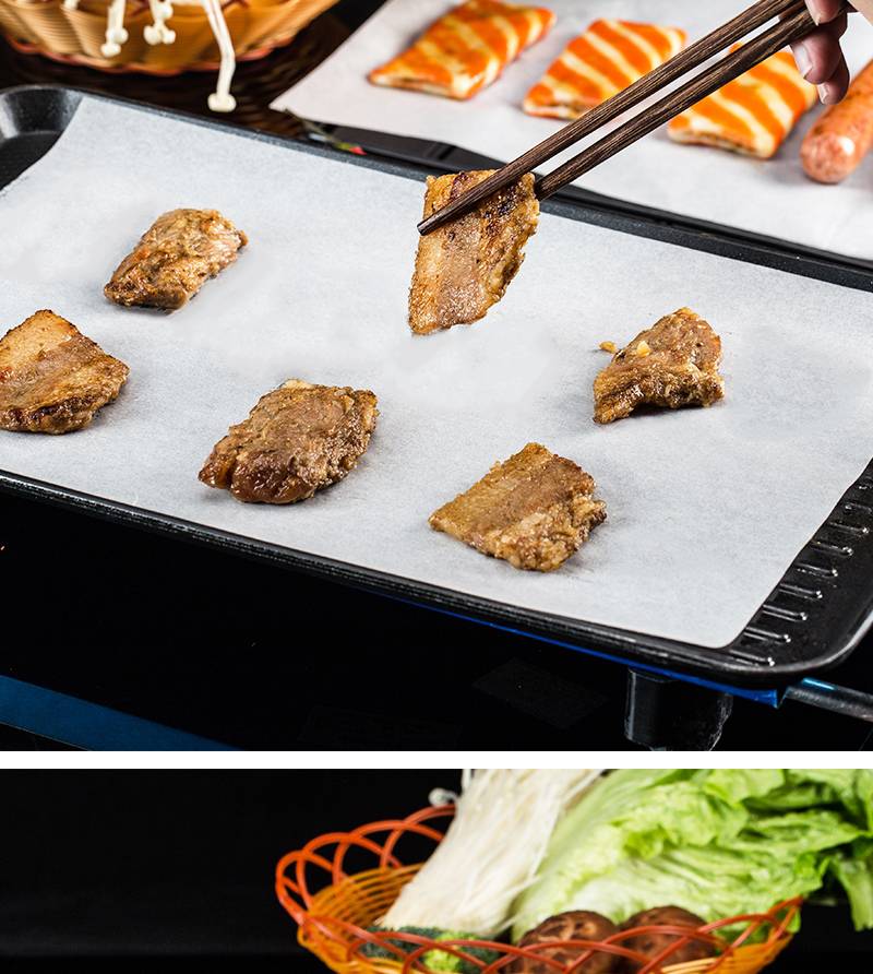 电烤盘吸油纸 专用吸油纸一次性煎锅电烤盘铁板烧耐用烧烤炉烧烤盘防