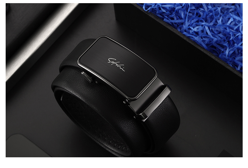 satchi沙驰皮带男真皮头层牛皮自动扣腰带礼盒装男青年休闲裤带