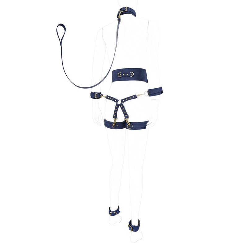 亮皮革颈套腰腿脚手铐全身捆绑束缚套装 sm男女用器具另类调教刺激