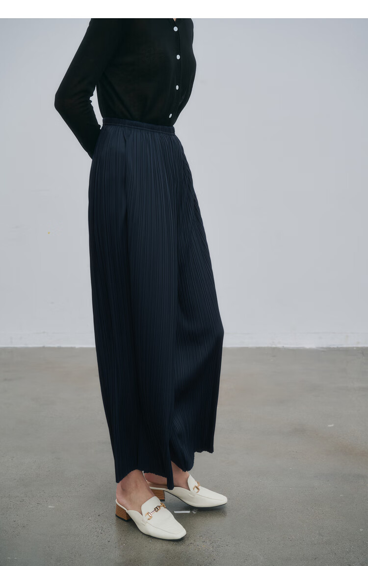 初棉复古黑三宅褶皱裤重工压褶阔腿裤女春夏宽松显瘦休闲裤垂坠感铅