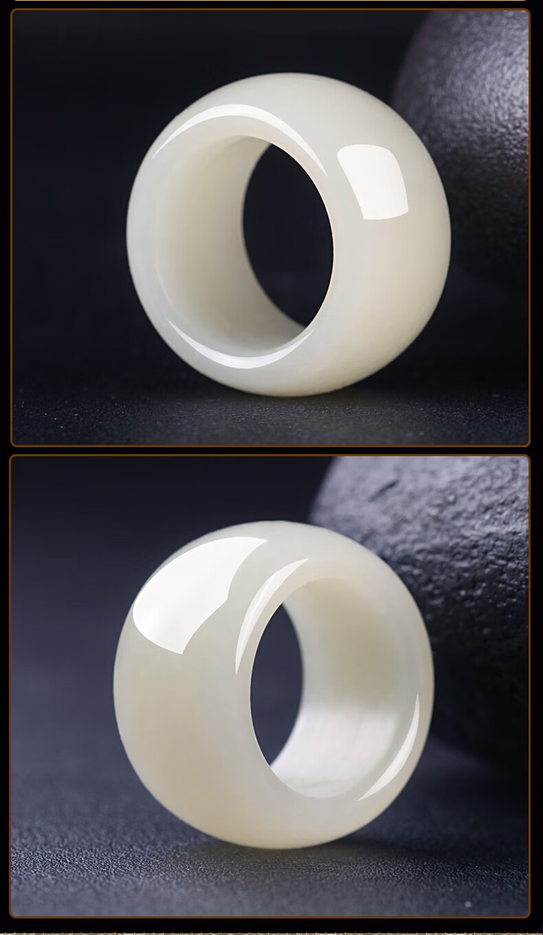 微韵新疆和田玉白玉戒指玉扳指男士大拇指玉指环玉石戒指男戒圈口内经