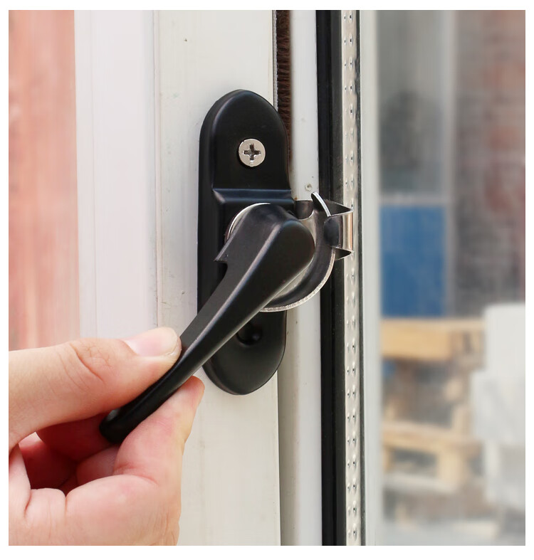 蒙莱奇左右可调不锈钢双向月牙锁塑钢推拉门窗锁扣老式铝合金窗户锁