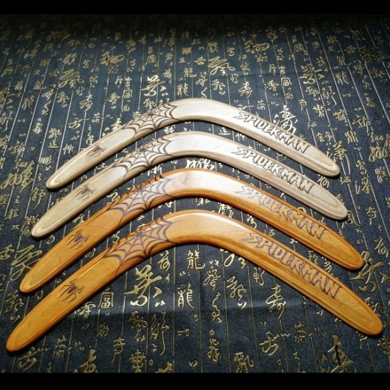 回旋飞镖木质回旋镖 飞去来器 回力镖 回力标 回旋飞镖 蜘蛛侠 黑色