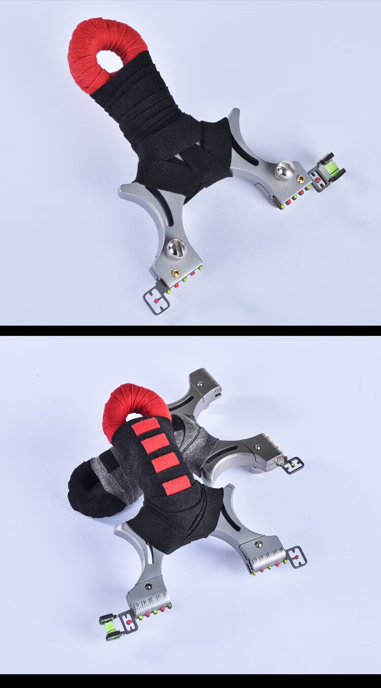 弹弓大全高精度男扁皮筋弓裸弓高弹力弓箭专业弹工 猎人红色(激光终极