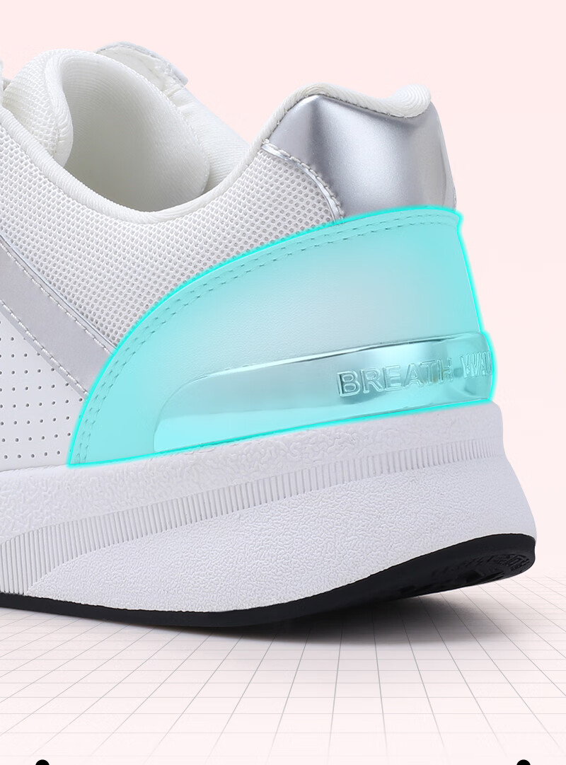 足行健breathwalker按摩鞋运动鞋女鞋网红透气百搭系带单鞋女黑金伊人